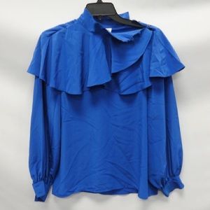 Oscar De La Renta Sport Blue Ruffle Top Sz 4